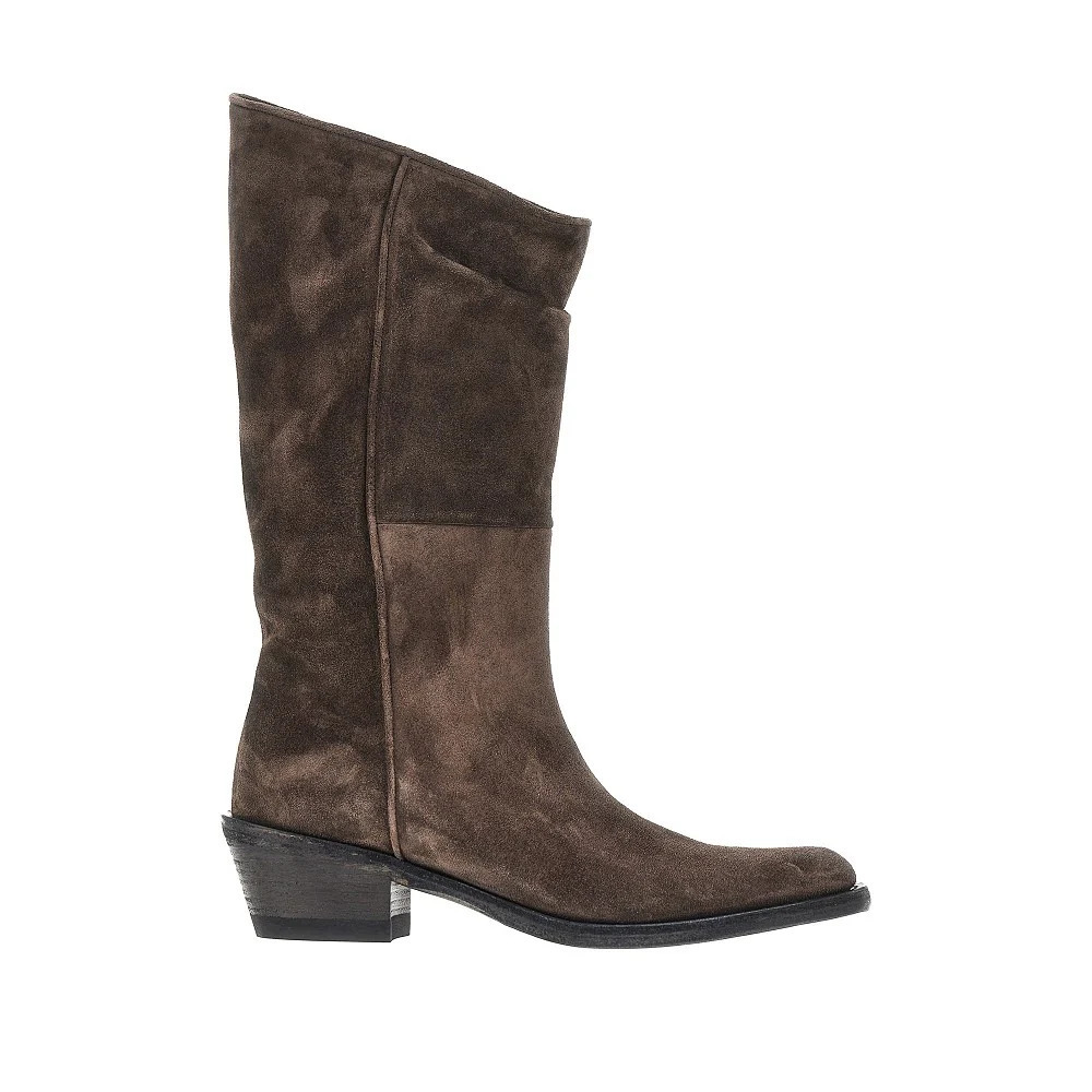 Khaite Clive Suede Leather Western Boots